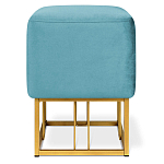 Пуф квадратный голубой велюр на золотом металлическом основании Celeste Blue варинант исполнения - 2 | Loft Concept в Сочи