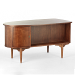 Дизайнерский письменный стол округлой формы с 4-мя ящиками и дверкой с полочками Rili варинант исполнения - 1 | Loft Concept в Сочи