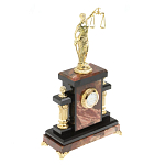 Часы настольные бронзовые из натурального камня Яшма с декором в виде Фемиды Themis Stone Clock варинант исполнения - 2 | Loft Concept в Сочи