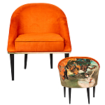 Кресло из натурального бука оранжевое с цветным принтом Impressionism in Art варинант исполнения - 2 | Loft Concept в Сочи