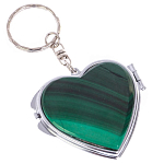 Зеркало брелок складное двухстороннее в форме сердца из натурального камня Малахит Stone Mirrors варинант исполнения - 1 | Loft Concept в Сочи