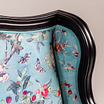 Трехместный диван из натурального бука бирюзовый с изображением птиц и цветов Turquoise Chinoiserie Garden Sofa варинант исполнения - 6 | Loft Concept в Сочи