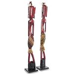 Комплект из 2-х деревянных статуэток Asmat Tall Red Statuettes варинант исполнения - 2 | Loft Concept в Сочи