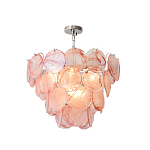 Люстра с каскадом из круглых розовых стеклянных дисков Pink Light Waterfall варинант исполнения - 3 | Loft Concept в Сочи