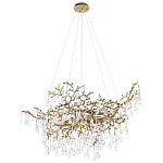 Подвесная люстра в виде ветвей деревьев золотого цвета с прозрачными подвесками-каплями 10 и 14 ламп Droplet Chandelier варинант исполнения - 3 | Loft Concept в Сочи