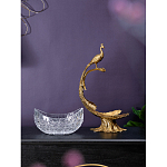 Чаша из прозрачного стекла на бронзовой подставке в виде павлина с рельефным хвостом Eden Garden варинант исполнения - 7 | Loft Concept в Сочи
