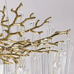 Люстра золотого цвета с декоративными ветками и длинными прозрачными стеклянными подвесами в форме сосулек Droplet Chandelier варинант исполнения - 7 | Loft Concept в Сочи