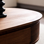 Кофейный стол овальный из дерева с 2-мя ящиками Coffee Walnut Table варинант исполнения - 9 | Loft Concept в Сочи