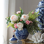 Ваза округлой формы с синей росписью и цветочным узором Blue & White Ornament варинант исполнения - 3 | Loft Concept в Сочи