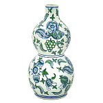 Ваза фигурная с сине-зелеными узорами распустившихся цветов Blossoming Spring варинант исполнения - 1 | Loft Concept в Сочи