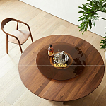 Стол обеденный круглый с двойной столешницей Walnut Wood Table варинант исполнения - 5 | Loft Concept в Сочи