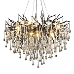 Люстра черная с прозрачными стеклянными подвесками в форме капель FAIRYTREE Light варинант исполнения - 3 | Loft Concept в Сочи