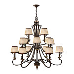 Люстра бронзового цвета с бежевыми абажурами из органзы в классическом стиле Hinkley варинант исполнения - 2 | Loft Concept в Сочи