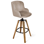 Барный стул со спинкой и подлокотниками на 4-х коричневых ножках Бежевый Велюр Ava Charm варинант исполнения - 1 | Loft Concept в Сочи