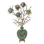 Ваза зеленая с бронзовыми ветвями и фарфоровыми рыбками Eden Garden варинант исполнения - 1 | Loft Concept в Сочи