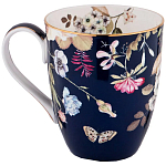 Кружка синяя из фарфора с рисунком цветов 400 мл Garden Whisper Porcelain Set  варинант исполнения - 1 | Loft Concept в Сочи