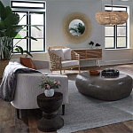 Круглая люстра волнистой формы с декором из круглых деревянных бусин White Wooden Beads Chandelier варинант исполнения - 2 | Loft Concept в Сочи