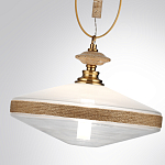 Подвесной светильник с плоским прозрачным плафоном и декоративной вставкой из текстурного камня Tectona  варинант исполнения - 6 | Loft Concept в Сочи