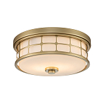 Потолочный светильник для ванных комнат цвета латунь в виде металлической клетки с геометрическими узорами Quoizel варинант исполнения - 1 | Loft Concept в Сочи