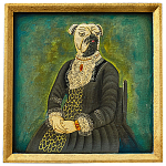 Картина в квадратной раме Chinoiserie Mops Dog Green Portrait варинант исполнения - 1 | Loft Concept в Сочи