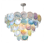 Люстра с каскадом из круглых разноцветных стеклянных дисков Mother of Pearl Iridescence варинант исполнения - 2 | Loft Concept в Сочи