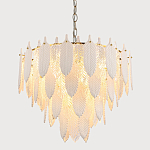 Люстра с декором из рельефного стекла в виде перьев Abelia Feather Chandelier 12 варинант исполнения - 3 | Loft Concept в Сочи