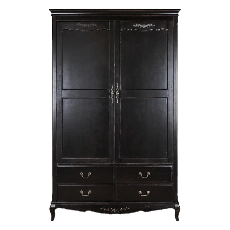 Шкаф черный с 4-мя ящиками и 2-мя дверцами в стиле Прованс Vintage Черный в Сочи | Loft Concept 