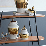 Ваза белая с крышкой и золотистыми фрагментами 46 см Chinoiserie Ceramics варинант исполнения - 2 | Loft Concept в Сочи