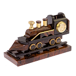 Часы настольные в виде паровоза из натурального камня Обсидиан Train Stone Clock варинант исполнения - 5 | Loft Concept в Сочи