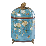 Ваза голубая с крышкой и цветочным узором Genuine Chinese Classics варинант исполнения - 1 | Loft Concept в Сочи