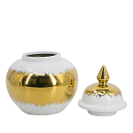 Ваза белая с крышкой и золотистыми фрагментами 24 см Chinoiserie Ceramics варинант исполнения - 2 | Loft Concept в Сочи