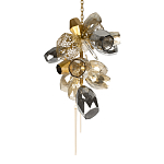 Люстра подвесная вытянутой формы с плафонами из стекла и металла с тремя вертикальными подвесками Gilded Mirage  варинант исполнения - 8 | Loft Concept в Сочи