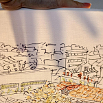 Настольная лампа с принтом на белом тканевом абажуре Roof Garden Lamp варинант исполнения - 2 | Loft Concept в Сочи