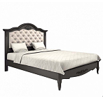 Кровать черная из массива бука с основанием и мягким изголовьем Black Provence варинант исполнения - 1 | Loft Concept в Сочи