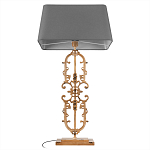 Настольная лампа на ажурном чугунном основании с тканевым серым абажуром Openwork Lamp варинант исполнения - 3 | Loft Concept в Сочи