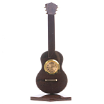 Часы настольные в виде гитары из натурального камня Обсидиан Stone Clock варинант исполнения - 3 | Loft Concept в Сочи