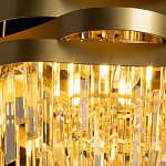 Люстра цвета матового золота с металлическими лентами и длинными прозрачными подвесками Gilded Waves варинант исполнения - 5 | Loft Concept в Сочи