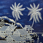 Картина ручная вышивка бисером Ночной пейзаж Night Boat Bay варинант исполнения - 3 | Loft Concept в Сочи