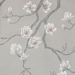 Обои ручная роспись Magnolia Canopy Original Colourway on Oyster Shell metallic silk варинант исполнения - 1 | Loft Concept в Сочи