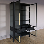 Витрина Primo со стеклянными фасадами и 2 ящиками Черный дуб варинант исполнения - 9 | Loft Concept в Сочи