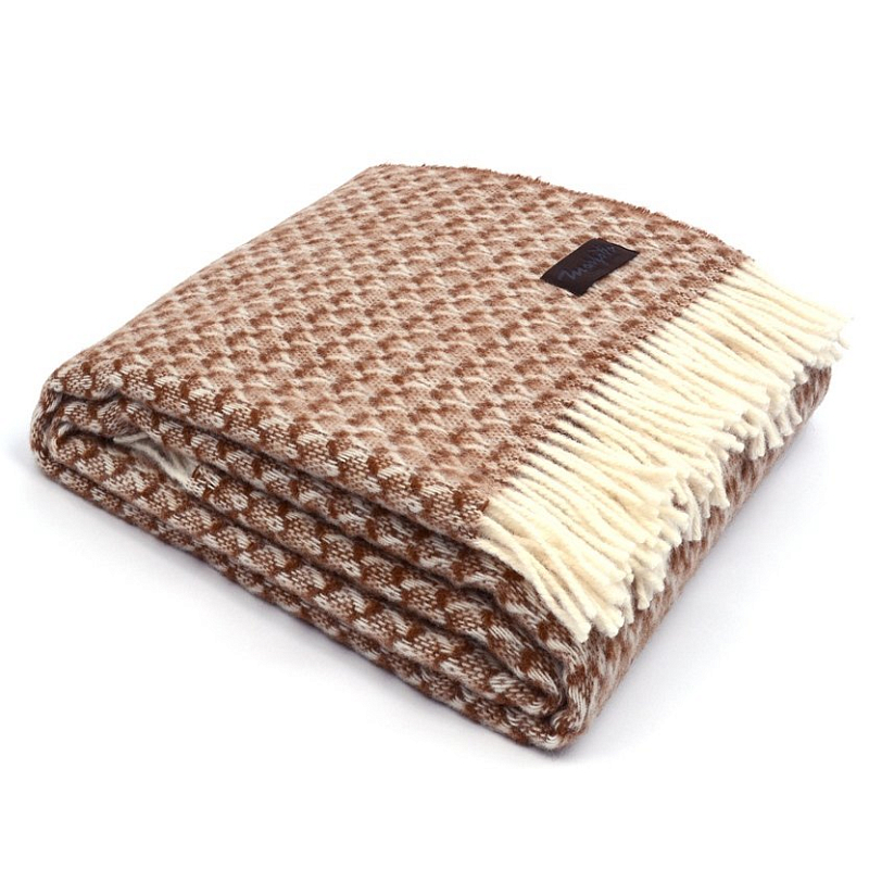 Плед BRIAS TRIANGLE 1200 Marzotto Бежево-серый Коричневый в Сочи | Loft Concept 