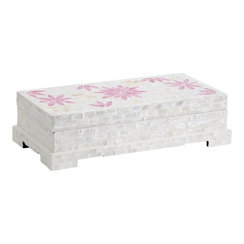 Шкатулка Oceane Bone Inlay White Белый Розовый Шкатулка Oceane Bone Inlay White Белый Розовый в Сочи | Loft Concept