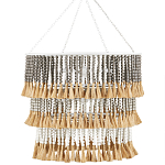 Люстра трехъярусная с декором из круглых деревянных бусин с кисточками Gray Brown Wooden Beads Chandelier варинант исполнения - 3 | Loft Concept в Сочи