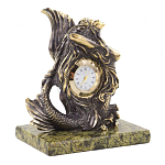 Часы настольные бронзовые в виде русалочки из натурального камня Змеевик Mermaid Stone Clock варинант исполнения - 3 | Loft Concept в Сочи