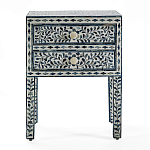 Тумбочка прикроватная White Pearl BEDSIDE CABINET 2 blue DRAWER варинант исполнения - 1 | Loft Concept в Сочи