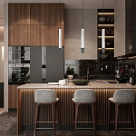 Подвесной светильник с узким цилиндрическим плафоном и черным металлическим декором Concrete Pipe варинант исполнения - 14 | Loft Concept в Сочи