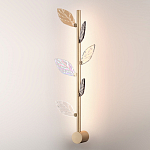 Бра с золотистой вертикальной трубкой и декоративными прозрачными листьями из стекла Sylva  варинант исполнения - 3 | Loft Concept в Сочи