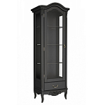 Витрина черная однодверная из массива бука с 4-мя полками и ящиком Black Provence варинант исполнения - 1 | Loft Concept в Сочи