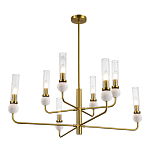 Люстра с 8-ю плафонами в форме стеклянных трубок и мраморных декоративных элементов Montreal варинант исполнения - 9 | Loft Concept в Сочи