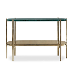 Консоль овальной формы золотая с полкой для хранения Craig варинант исполнения - 1 | Loft Concept в Сочи